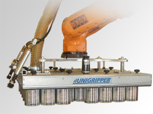 UniGripper, Vakuumgreifer für Konservendosen an einem KUKA Roboter